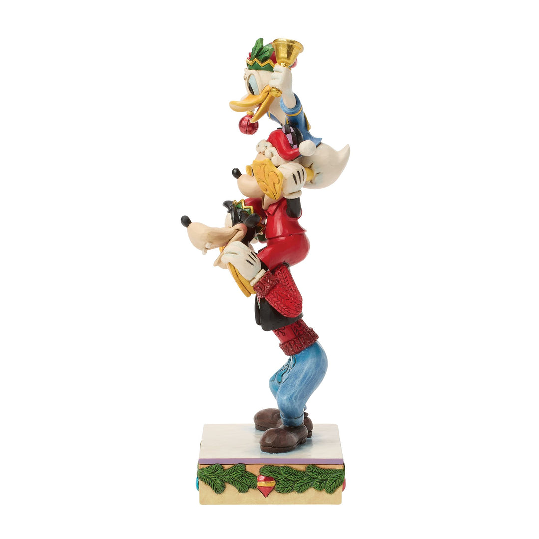 A Holiday Pile Up (Mickey, Donald and Goofy Stacked Figurine)