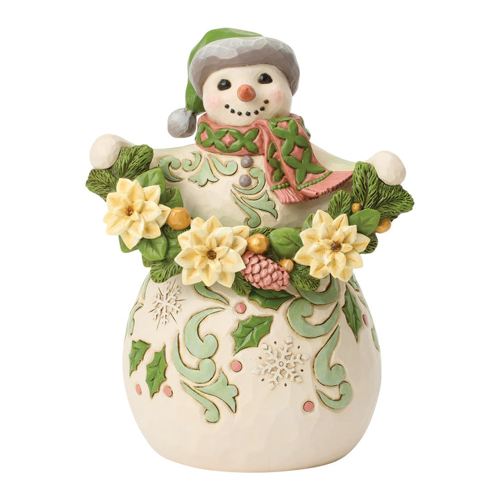Opal & Moss Snowman with Poinsettia Garland