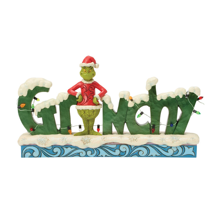 The Grinch with 'Grinchy' Sign Figurine