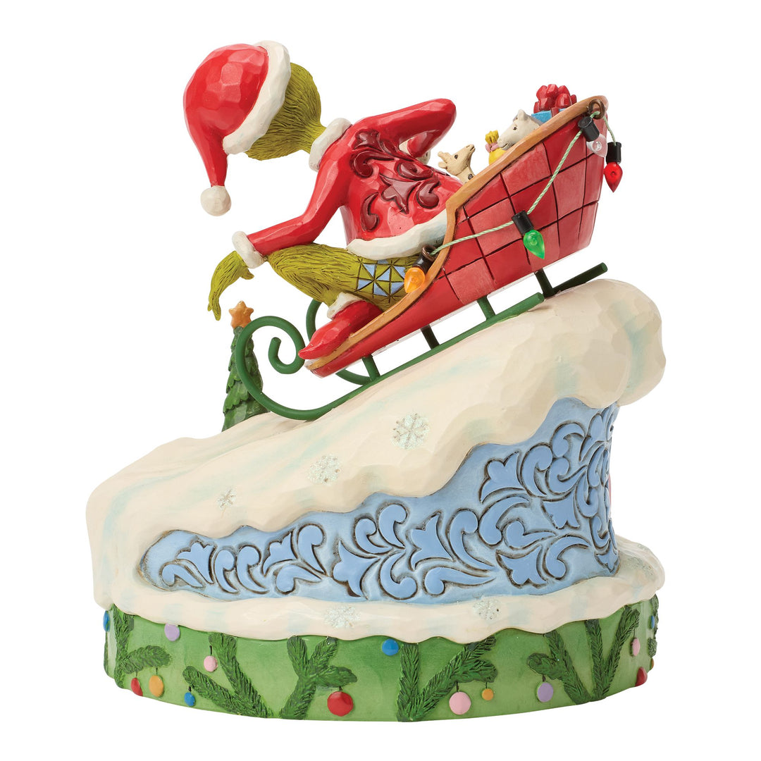 Grinch on Small Sledge Figurine