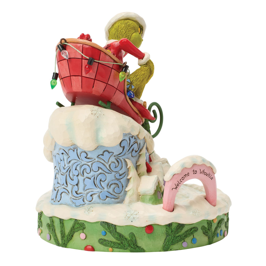 Grinch on Small Sledge Figurine