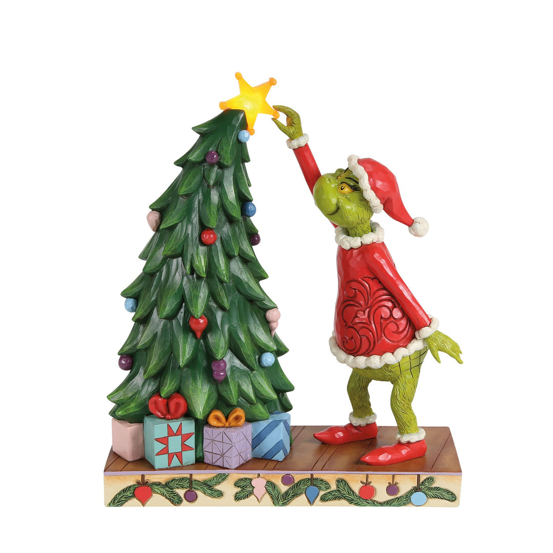 Grinchy Pulling Tree Star Figurine
