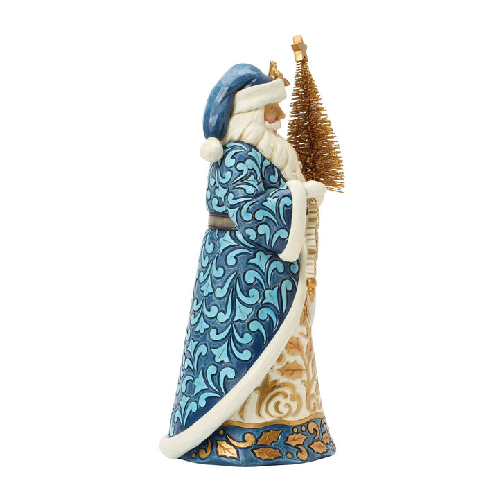 Blue & Gold Santa with Gold Sisal Tree