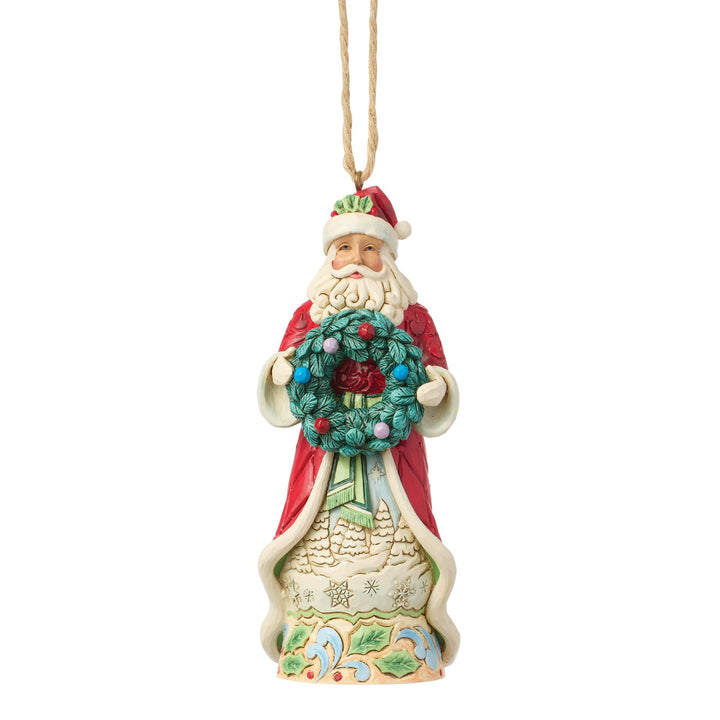 Santa with Wreath Hanging Ornament