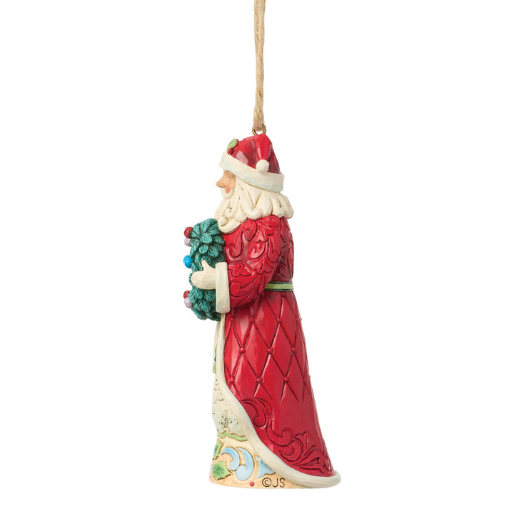 Santa with Wreath Hanging Ornament