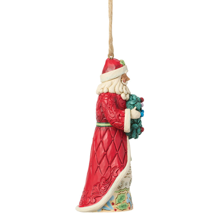 Santa with Wreath Hanging Ornament