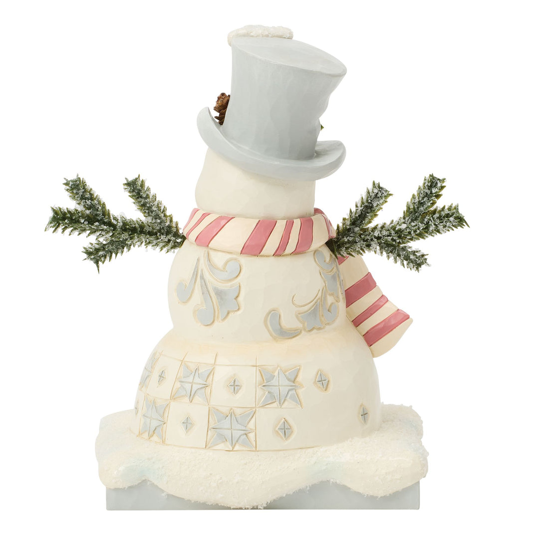 White Woodland Snowman with Top Hat