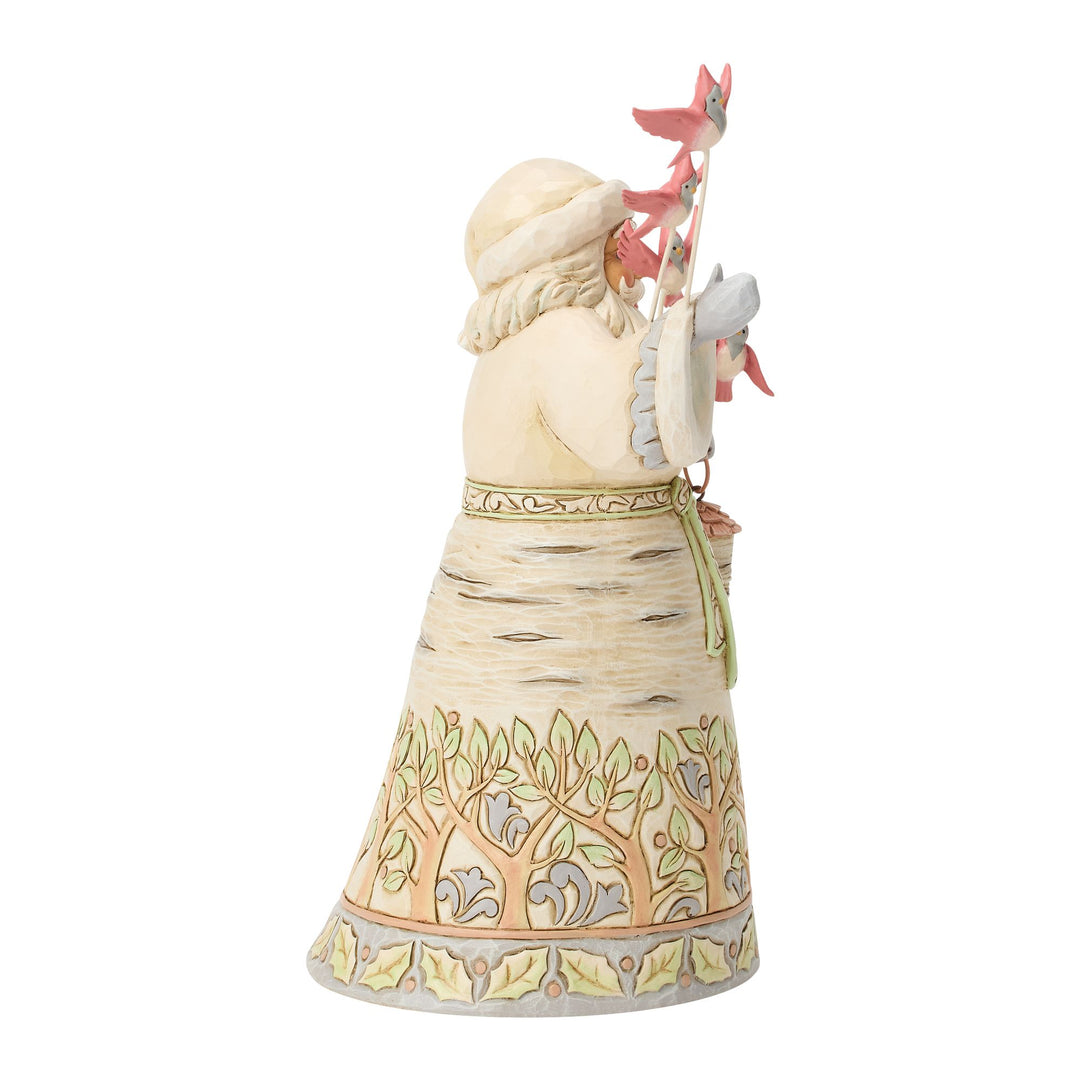 White Woodland Santa with Cardinals