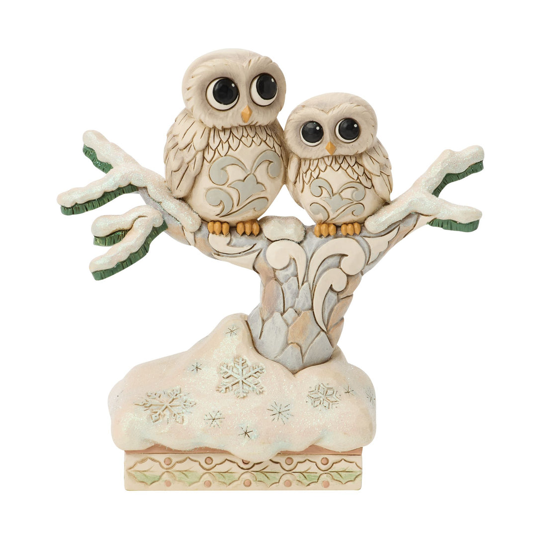 White Woodland Owls in a Tree