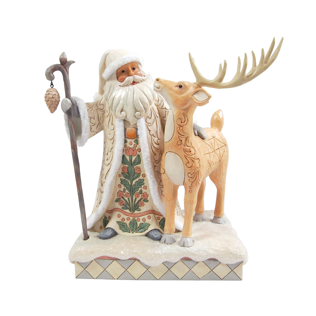 White Woodland Santa with a Buck