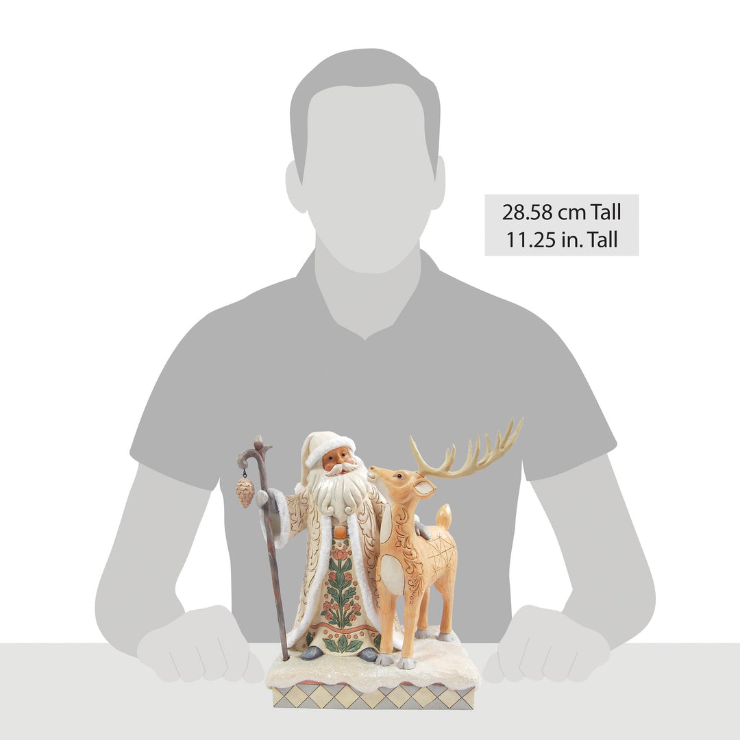 White Woodland Santa with a Buck