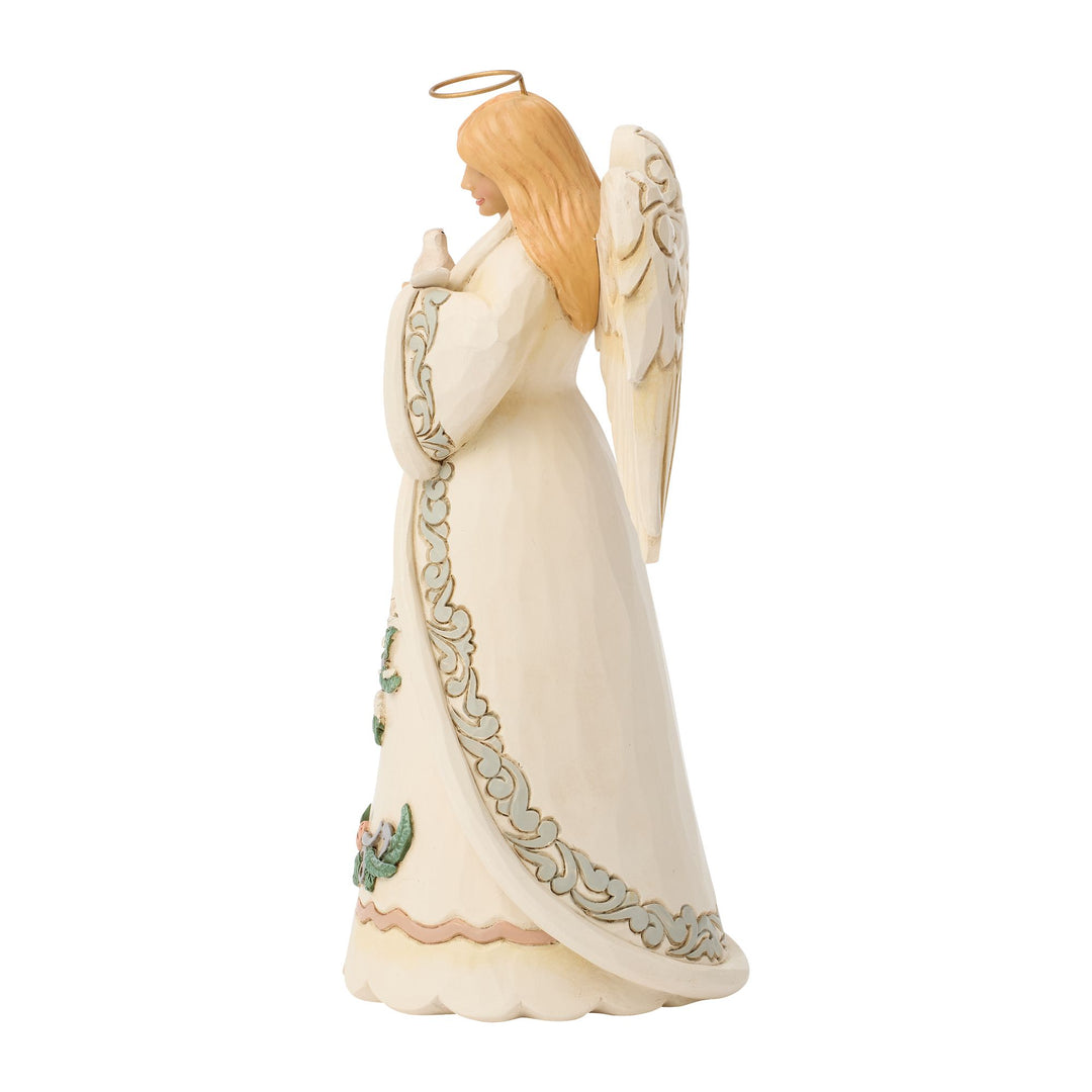 White Woodland Angel with a Dove