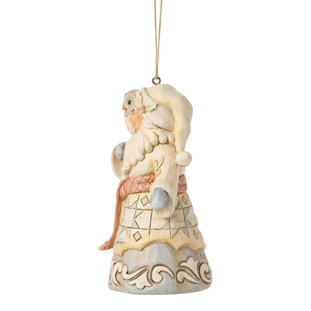 2026 White Woodland Santa Hanging Ornament