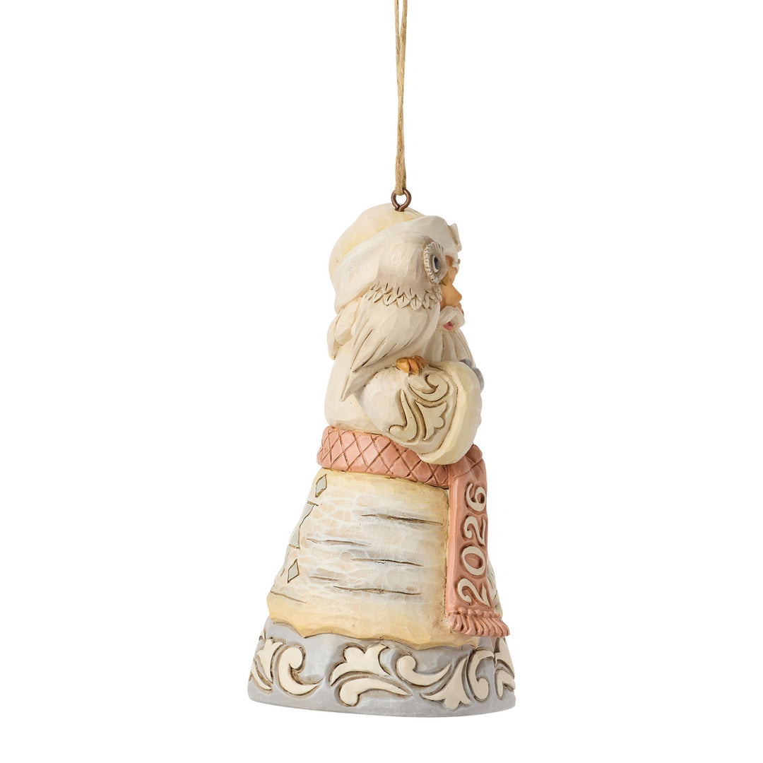 2026 White Woodland Santa Hanging Ornament