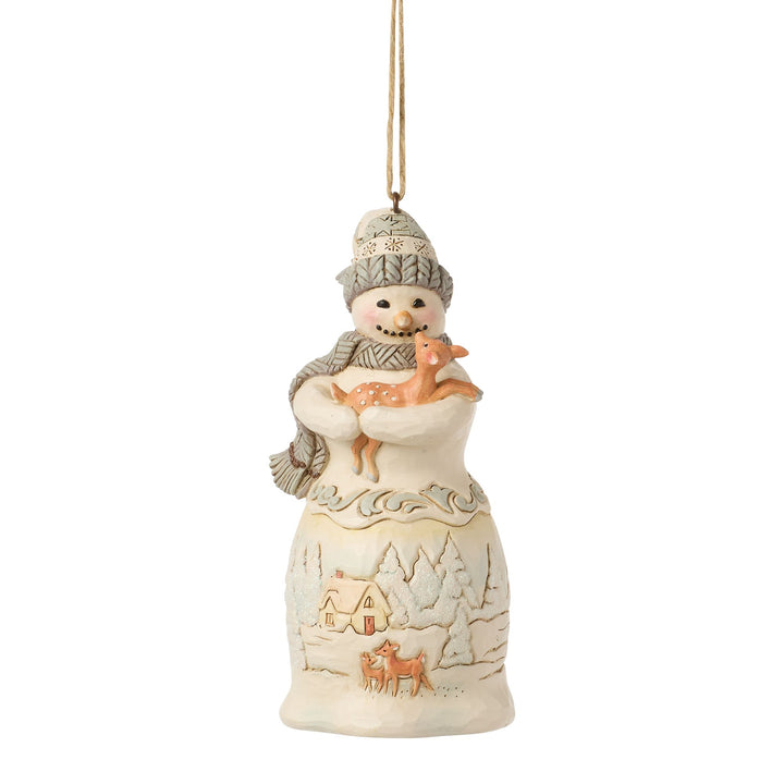 White Woodland Snowman Hanging Ornament