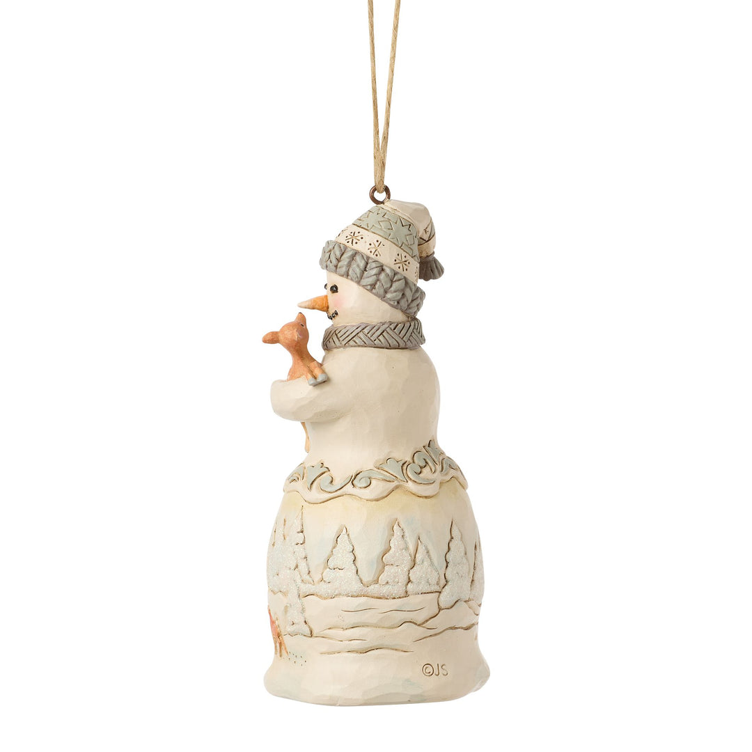 White Woodland Snowman Hanging Ornament