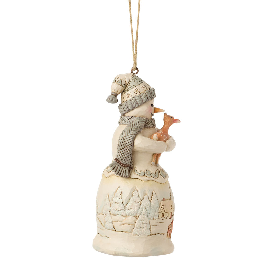 White Woodland Snowman Hanging Ornament