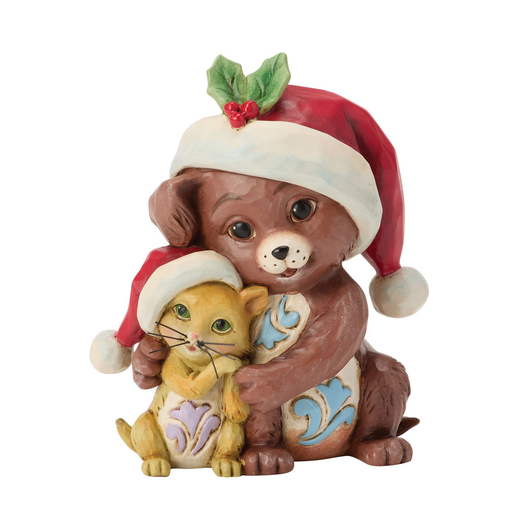Hugging Dog and Cat Mini Figurine