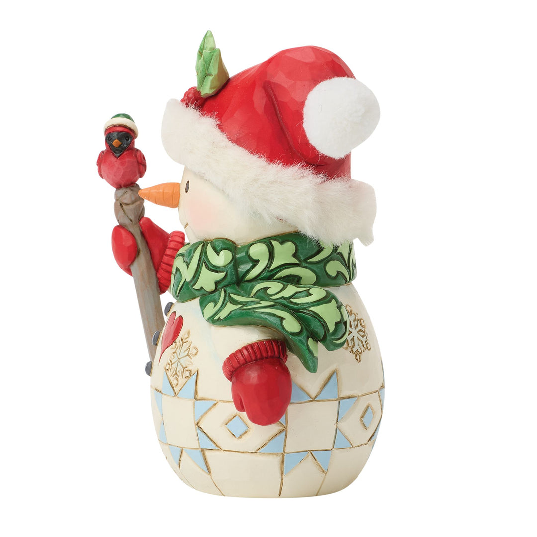 Snowman with a Bird on a Stick Pint Figurine