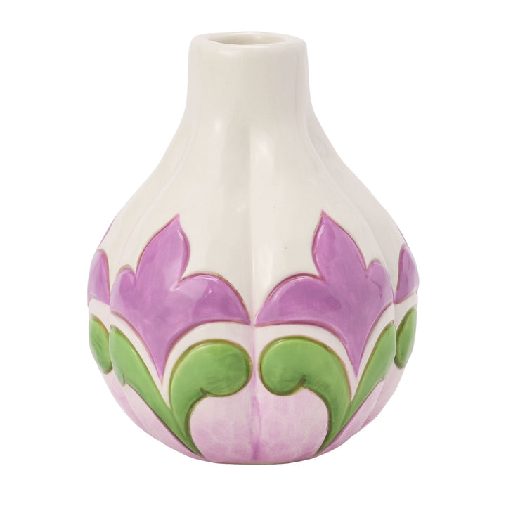 Vase White with Floral Motif