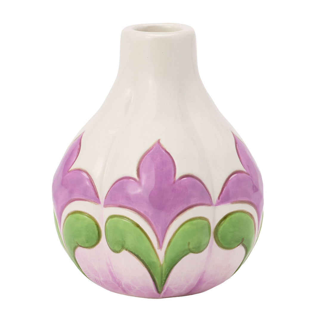 Vase White with Floral Motif