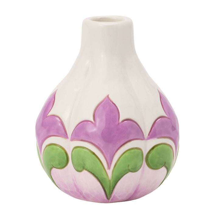 Vase White with Floral Motif