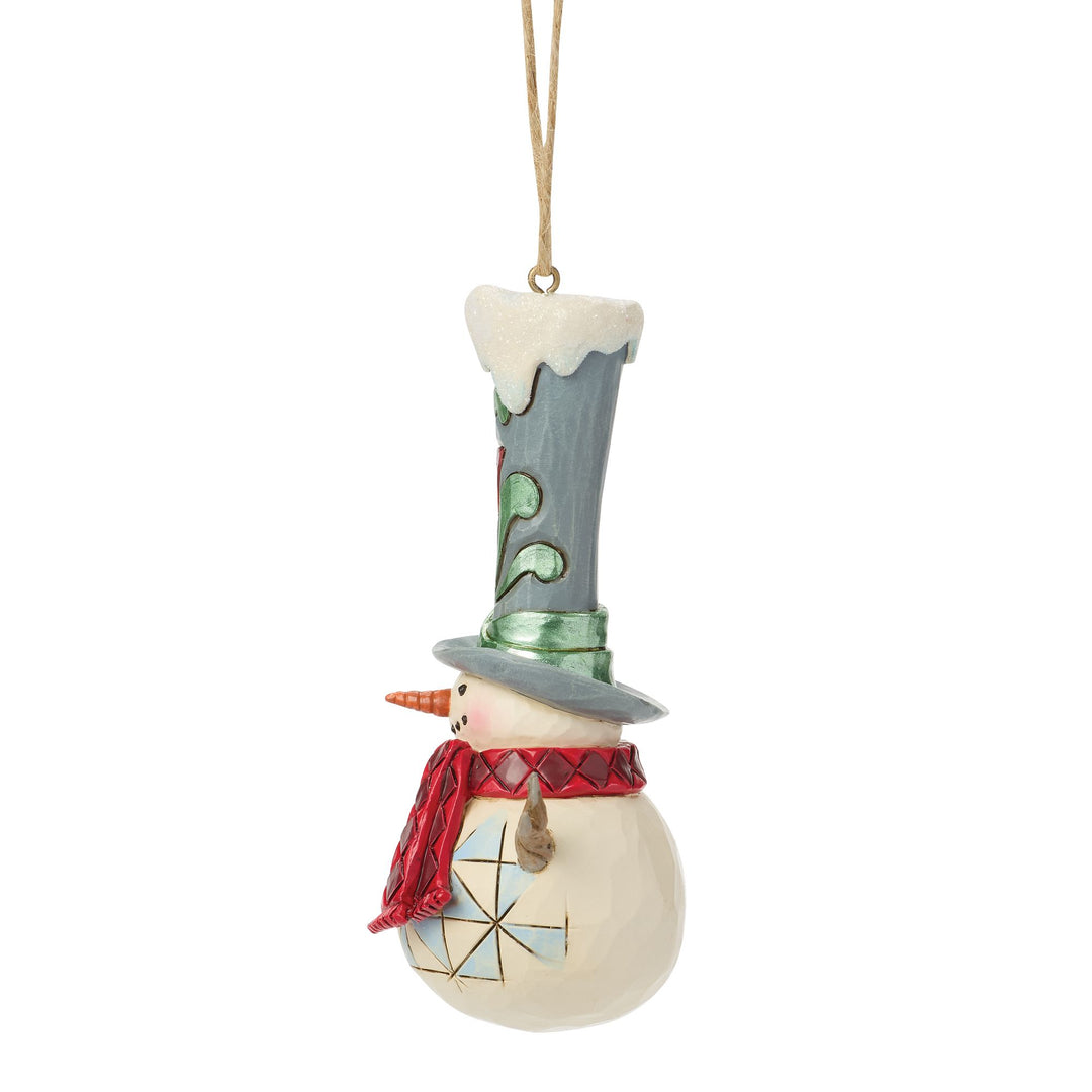 Snowman with a Tall hat Hanging Ornament