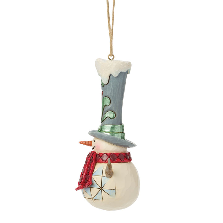 Snowman with a Tall hat Hanging Ornament