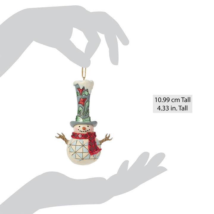 Snowman with a Tall hat Hanging Ornament