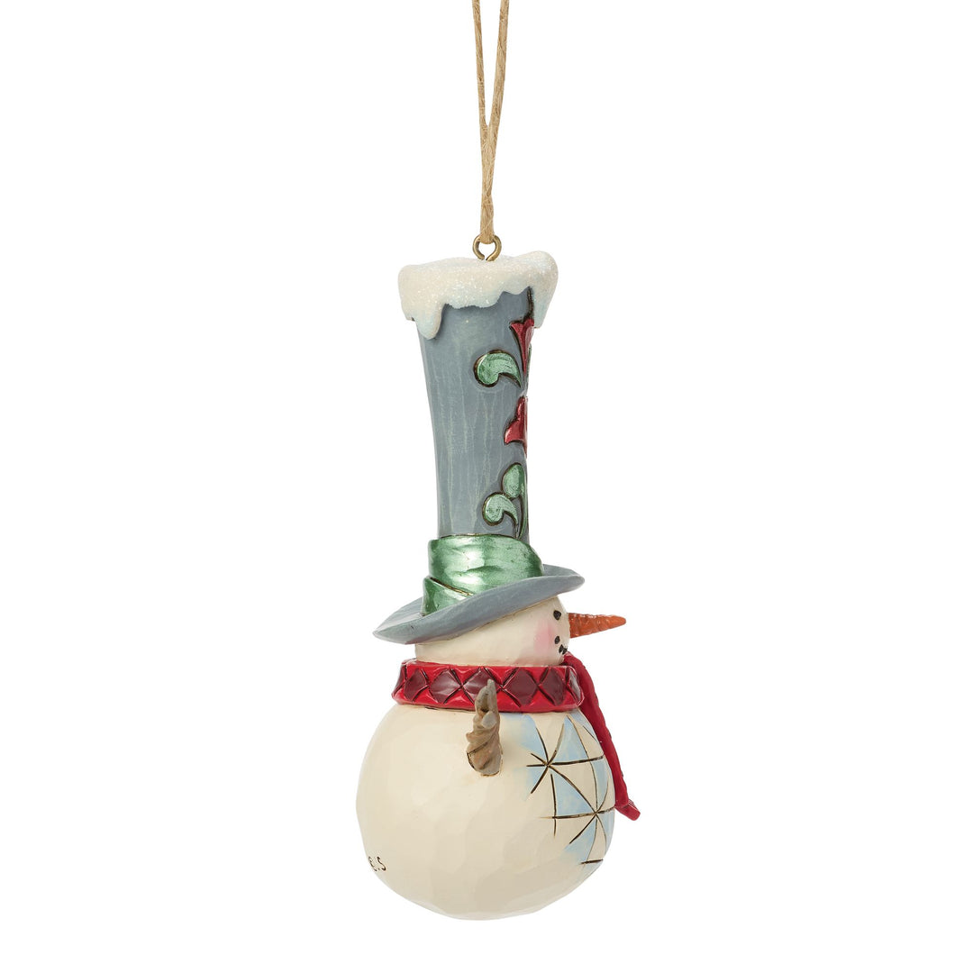 Snowman with a Tall hat Hanging Ornament