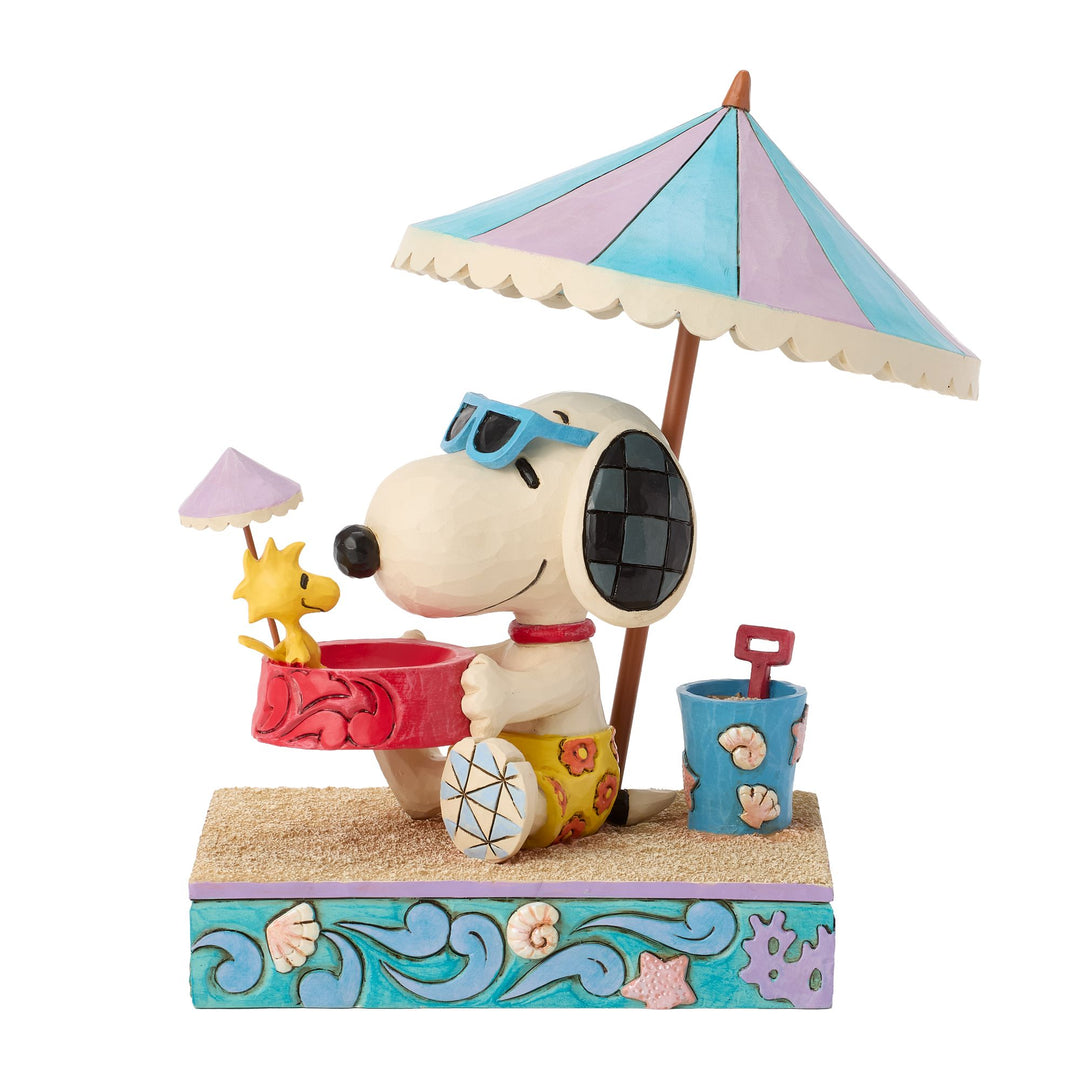 Snoopy At Beach Figurine - "Sandy Toes and a Sunkissed Nose"