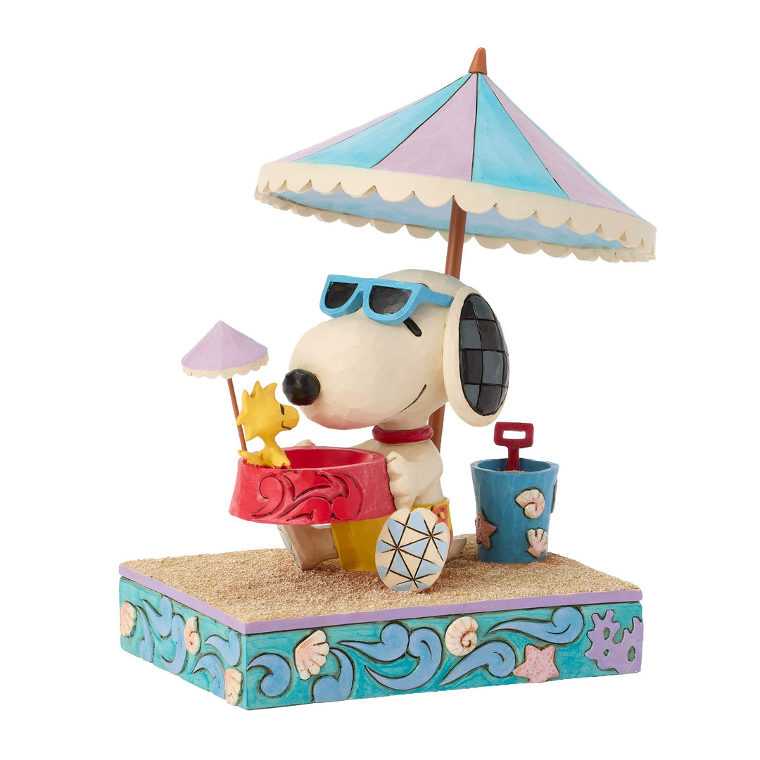 Snoopy At Beach Figurine - "Sandy Toes and a Sunkissed Nose"
