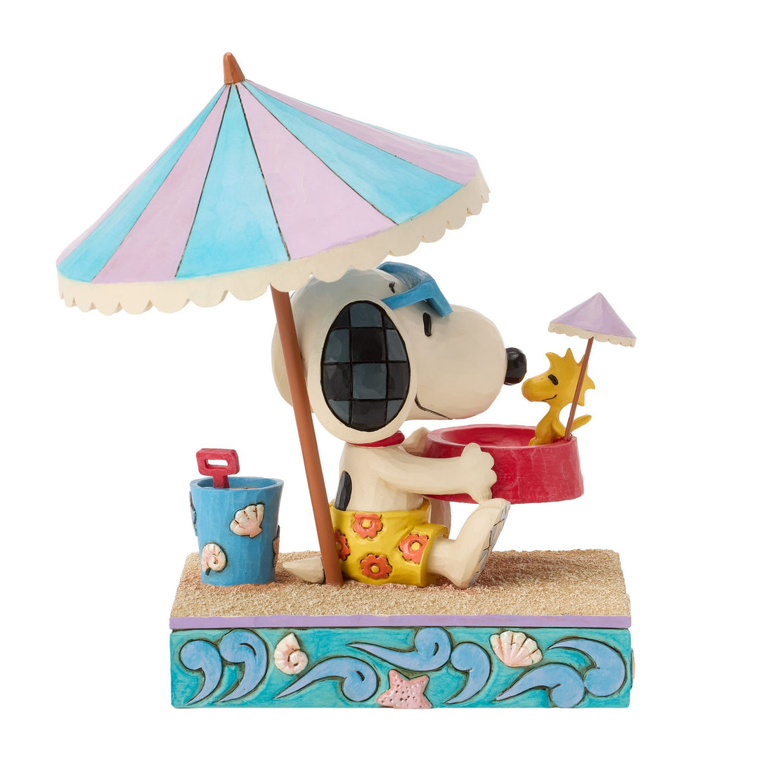 Snoopy At Beach Figurine - "Sandy Toes and a Sunkissed Nose"