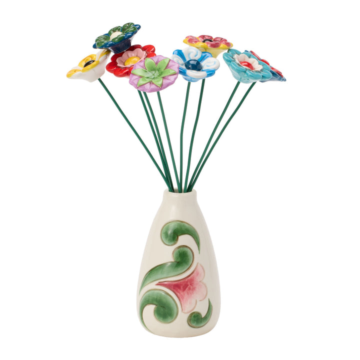 Vase Cream With Floral Motif Figurine