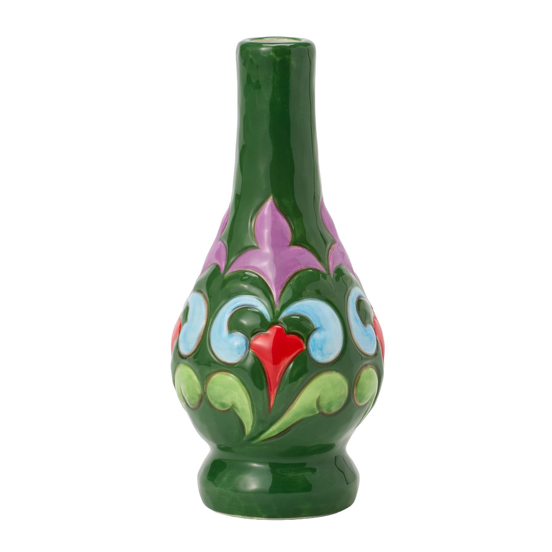 Vase Green With Floral Motif Figurine