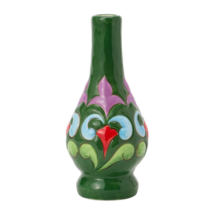 Vase Green with Floral Motif