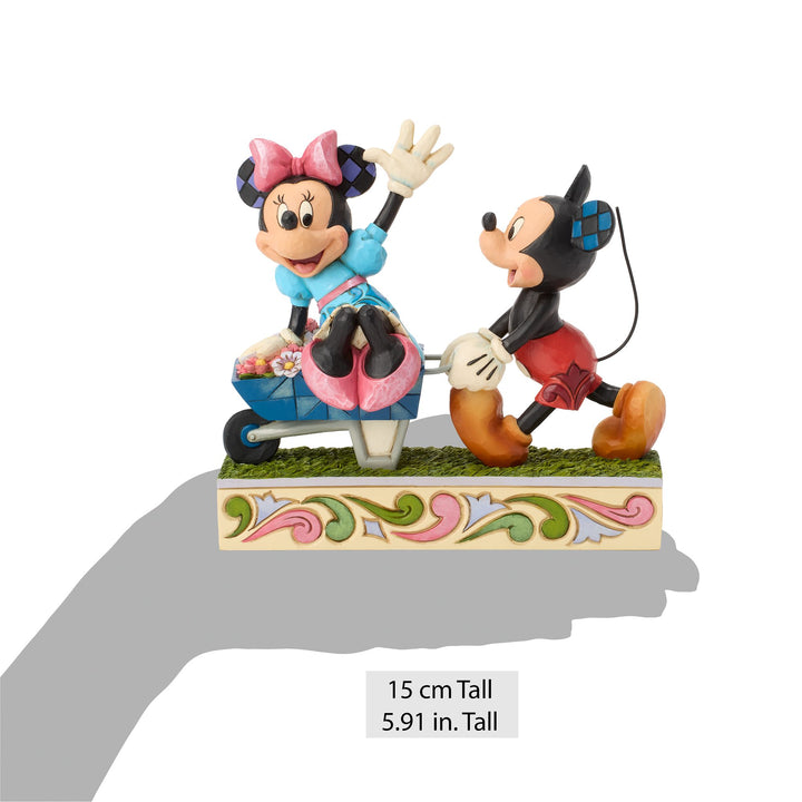 Mickey Minnie Wheelbarrow Figurine
