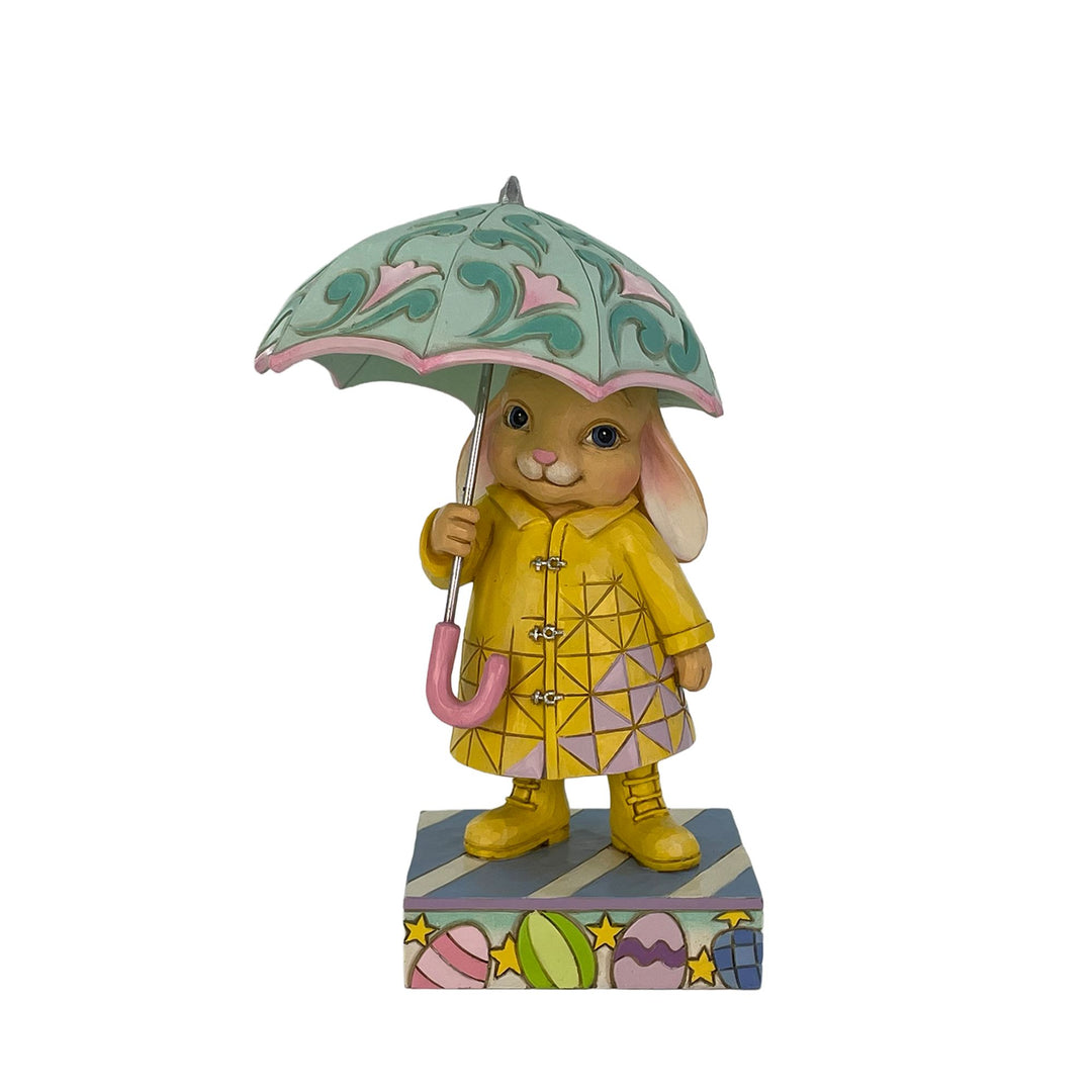 Easter Bunny with Umbrella Figurine - "Under the Bunny-brella"