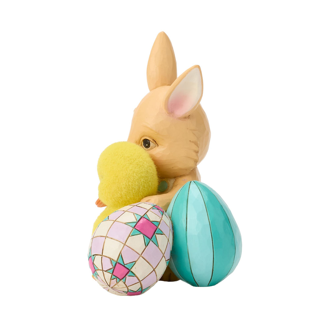 Easter Bunny Hugging Duckling Figurine - "Egg-cellent Friends"