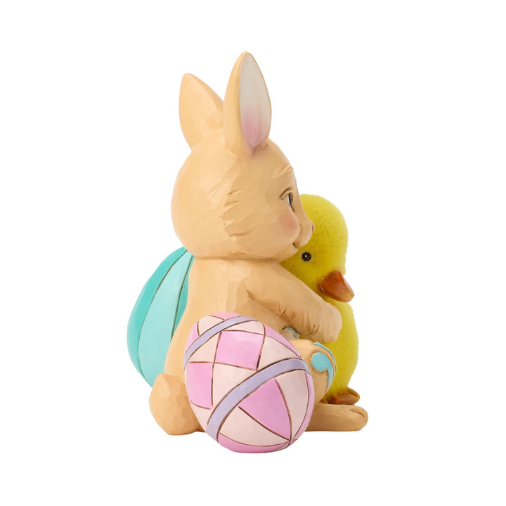 Easter Bunny Hugging Duckling Figurine - "Egg-cellent Friends"