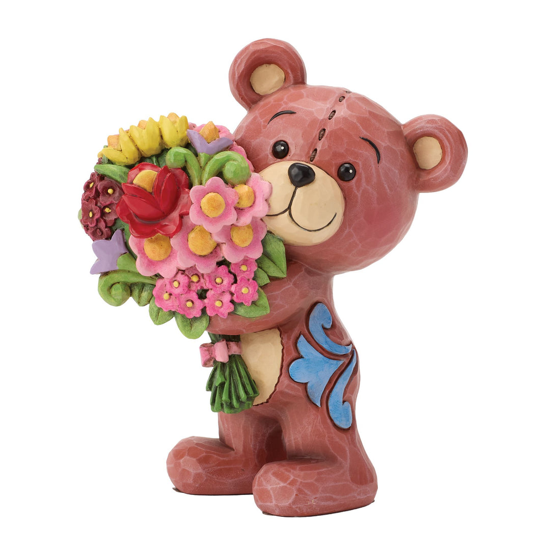 Teddy Bear with Bouquet Figurine - "Picked Just For You"