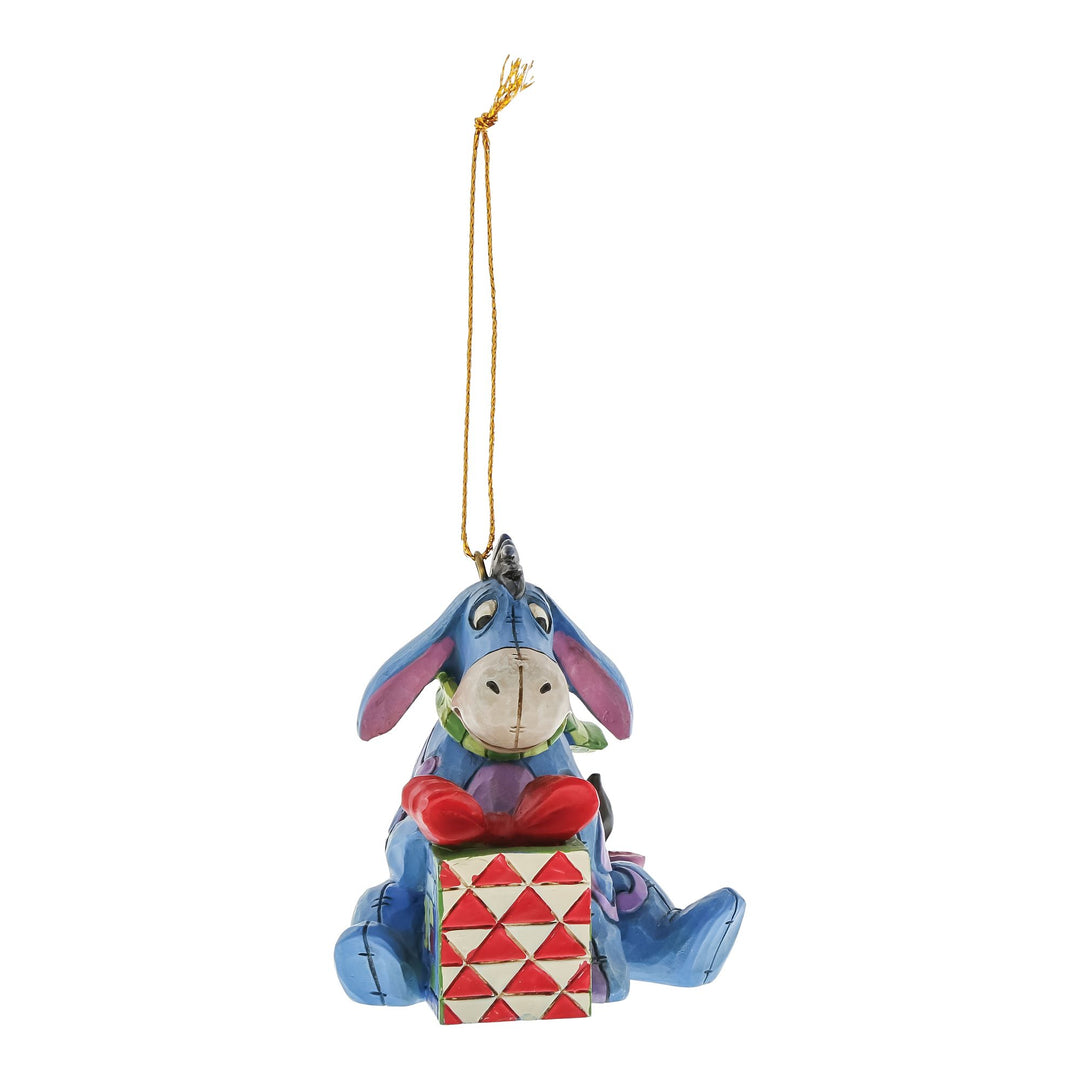 Eeyore with Red Present Hanging Ornament - Disney Traditions by Jim Shore