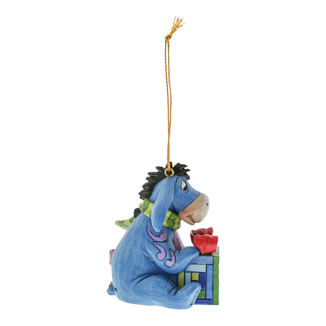 Eeyore with Red Present Hanging Ornament - Disney Traditions by Jim Shore