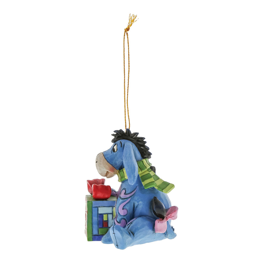 Eeyore with Red Present Hanging Ornament - Disney Traditions by Jim Shore