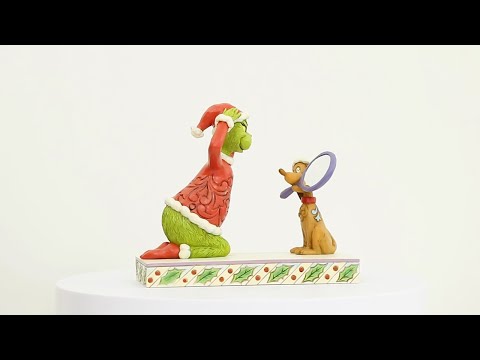 Max Holding a Mirror for the Grinch Figurine