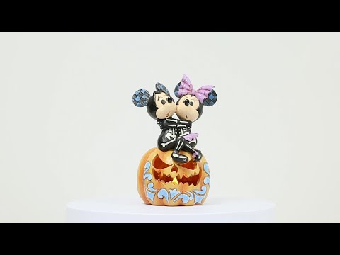 Spine-tingling Sweethearts (Mickey & Minnie LED Pumpkin) - Disney Traditions byJim Shore