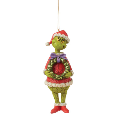 Grinch with Wreath Hanging Ornament - The Grinch by Jim Shore - Jim Shore Designs UK