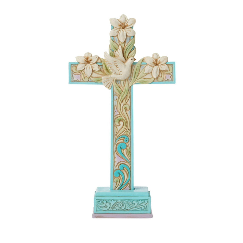 Cross with Lilies and Dove Figurine - Heartwood Creek by Jim Shore - Jim Shore Designs UK