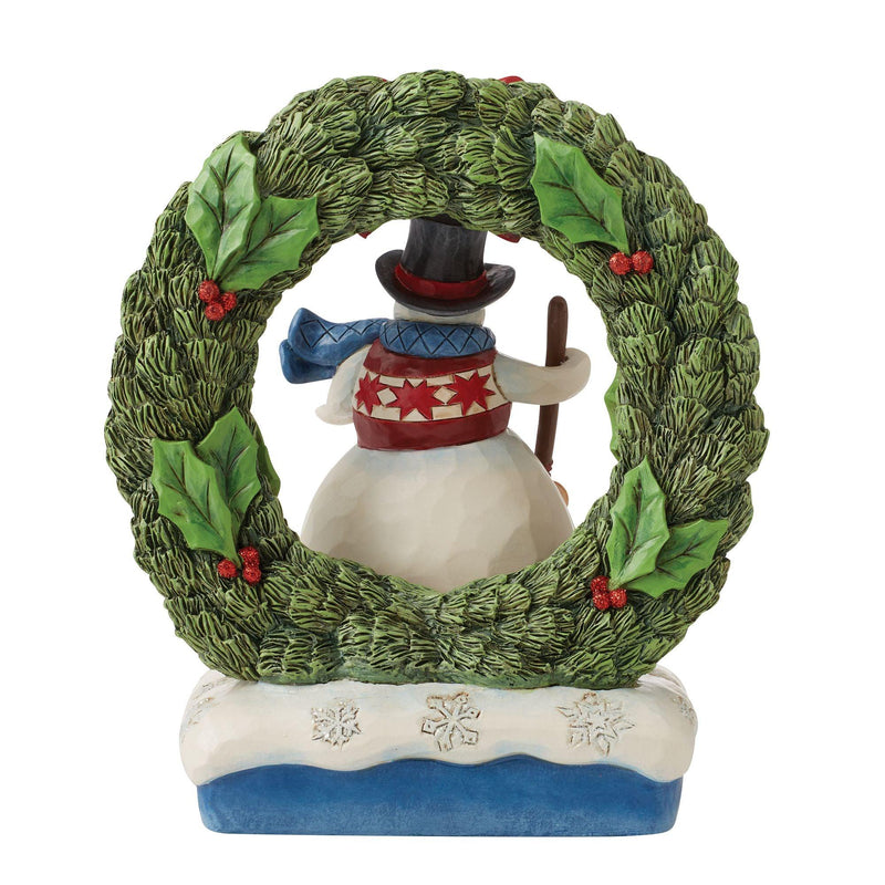 Snowman In Open Wreath Figurine - Heartwood Creek by Jim Shore - Jim Shore Designs UK