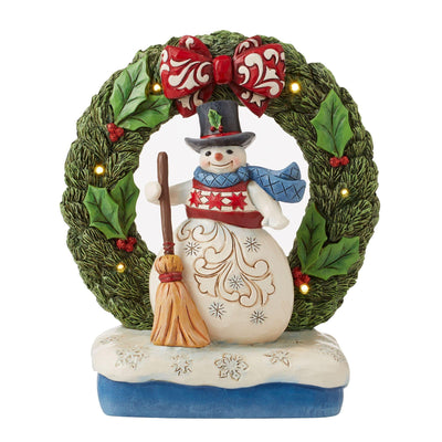 Snowman In Open Wreath Figurine - Heartwood Creek by Jim Shore - Jim Shore Designs UK